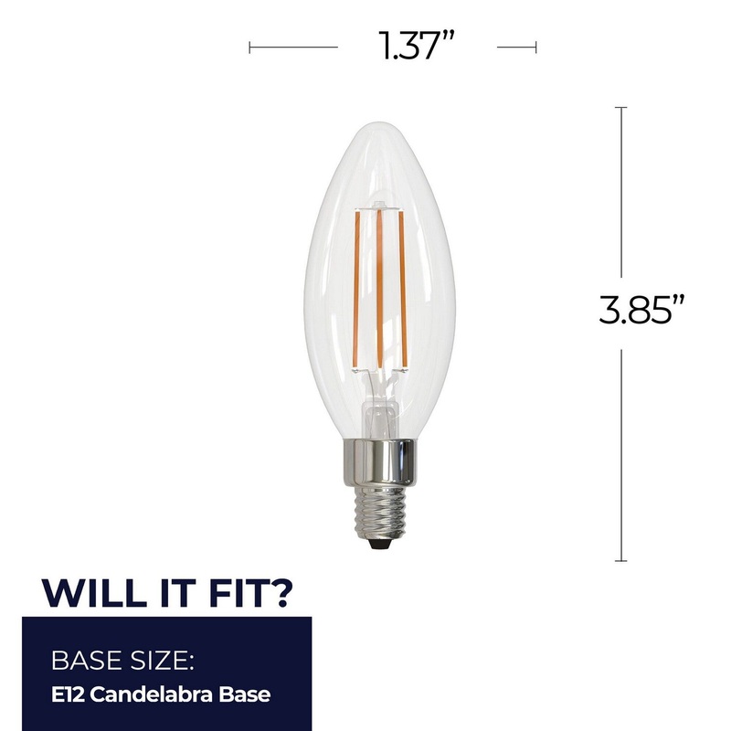 4 Watt B11 Clear, 400  Lumens, E12 base, 120 Volt Light Bulb by Bulbrite