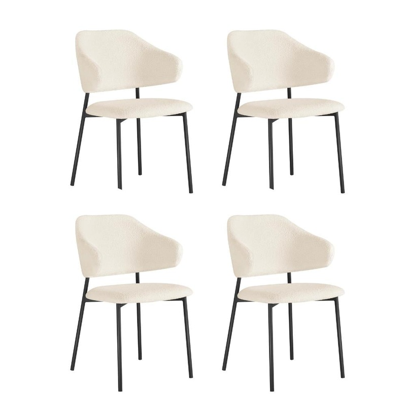 4x Dining Chairs Tub Sherpa White&Black