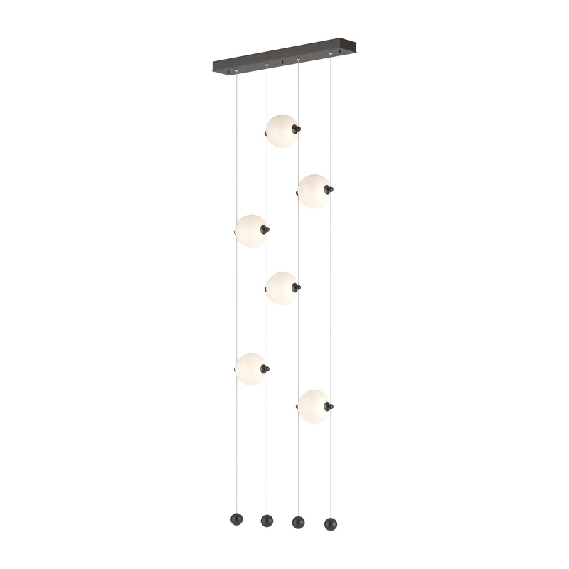 Abacus 6-Light Ceiling-to-Floor LED Pendant Oil Rubbed Bronze Opal Glass (GG)
