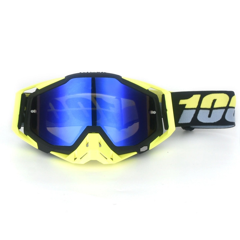 Black and yellow Motorcycle Goggles – UV-Protective Anti-Dust Riding Glasses for Outdoor Sports(Blue lenses)