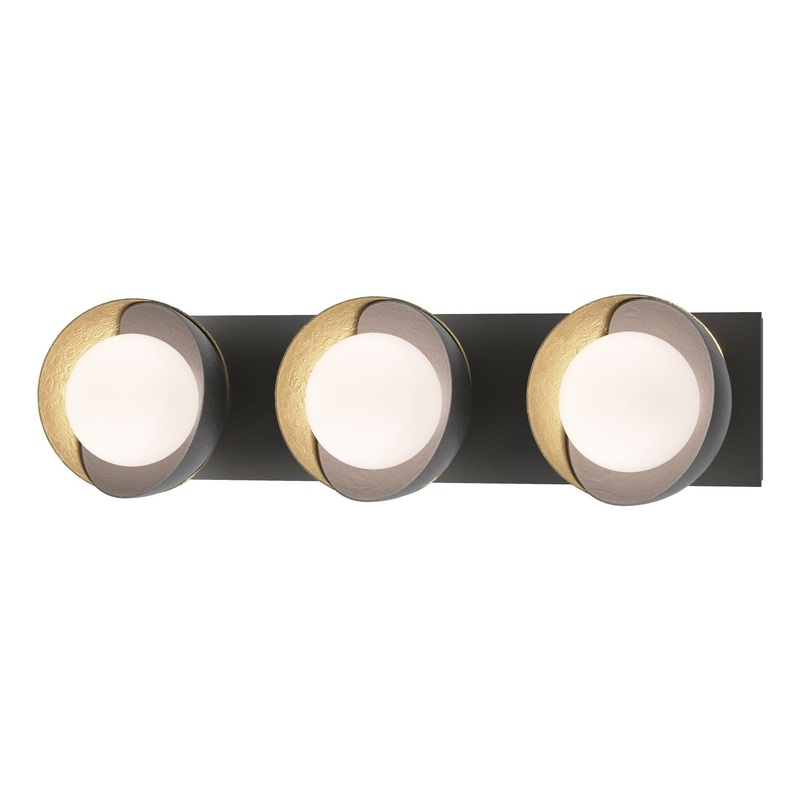 Brooklyn 3-Light Straight Double Shade Bath Sconce Black Modern Brass