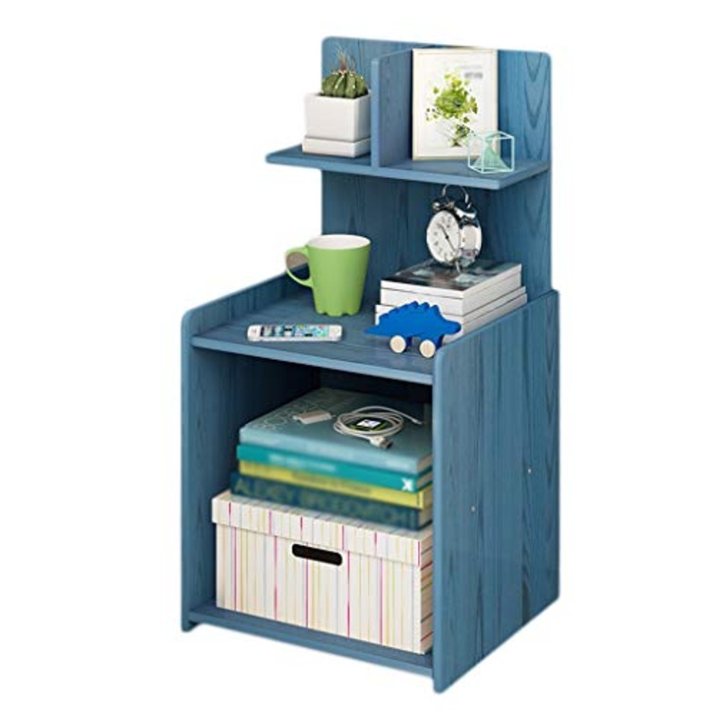 Comodino Household massello Locker No Assemblea cassetto con mensola Grande Spazio Arrotondato Bordo del Piede Solid Camera Soggiorno Corridoio 32X24X60cm FANJIANI (Color : Blue)