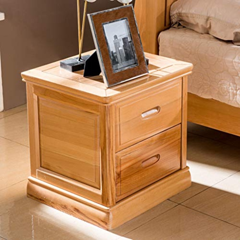 Comodino Piccolo per Camere da Letto Comodini in Legno con Cassetti Comodina Giallo Faggio Semplice Ampio Spazio Portaoggetti