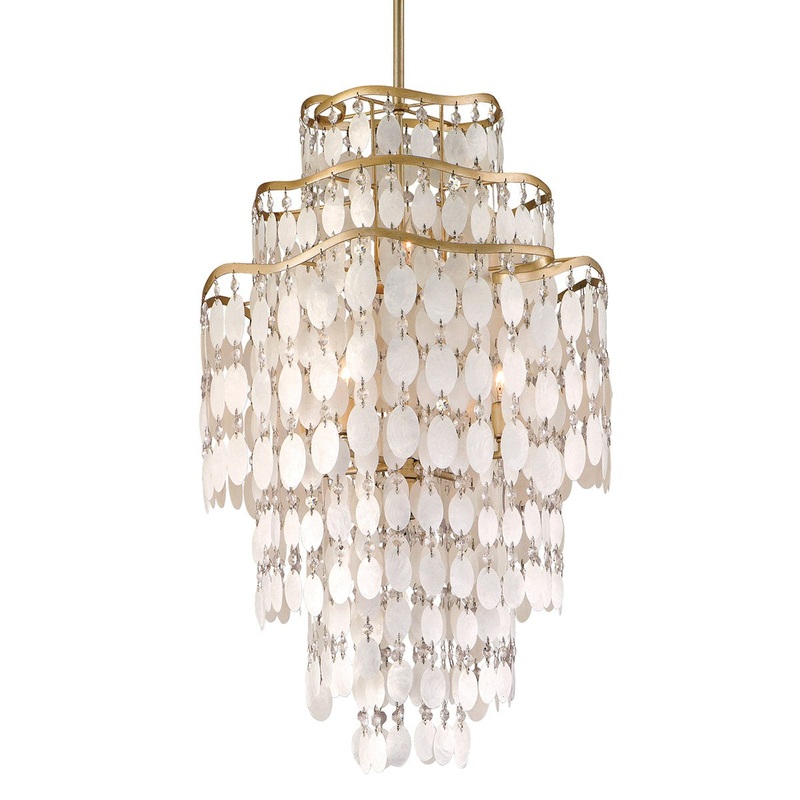 Corbett Lighting 109-47-CPL Dolce Seven Light Chandelier Champagne Leaf