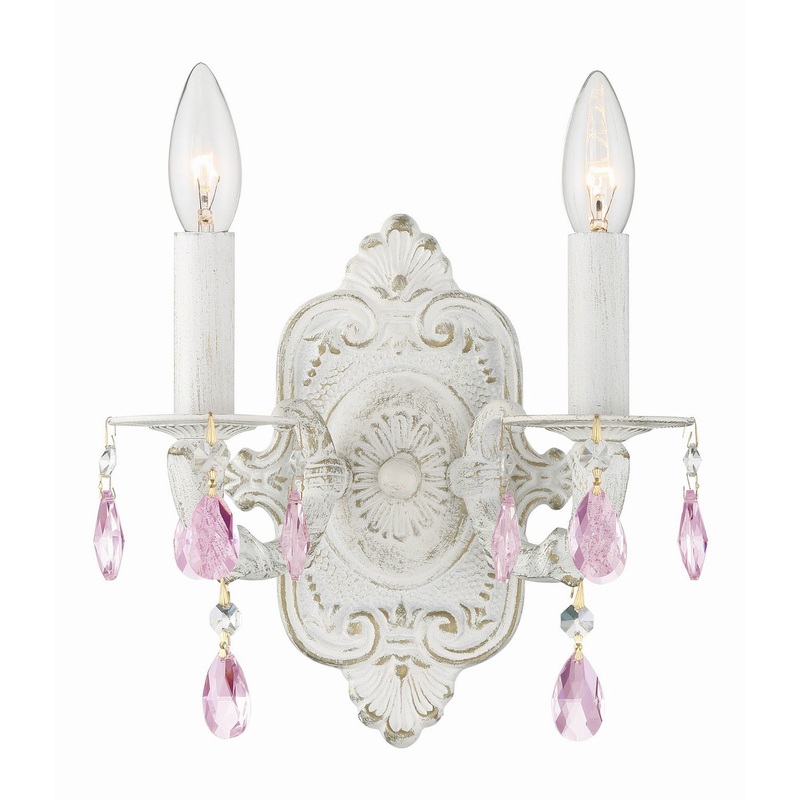Crystorama 5022-AW-RO-MWP Paris Market Two Light Wall Sconce Antique White