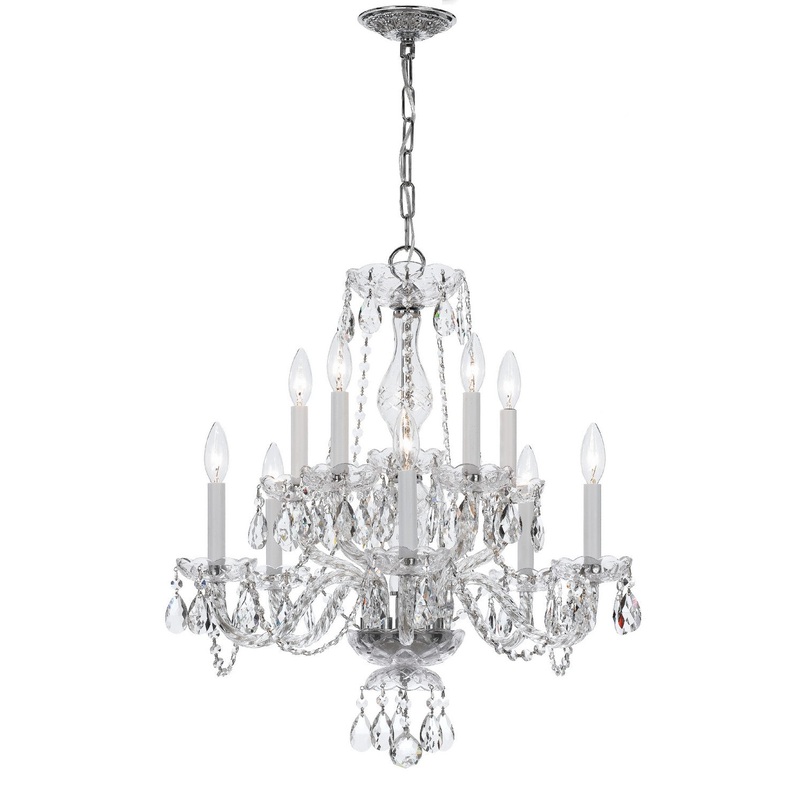 Crystorama 5080-CH-CL-S Traditional Crystal Ten Light Chandelier Polished Chrome