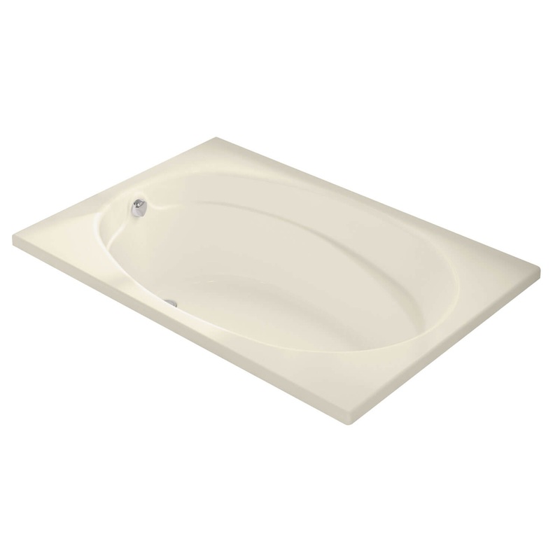 MAAX 100027-097-004 Temple 60 x 41 Acrylic Alcove End Drain Combined Whirlpool & Aeroeffect Bathtub in Bone