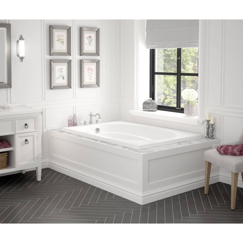 MAAX 100027-103-001-100 Temple 60 x 41 Acrylic Alcove End Drain Aeroeffect Bathtub in White