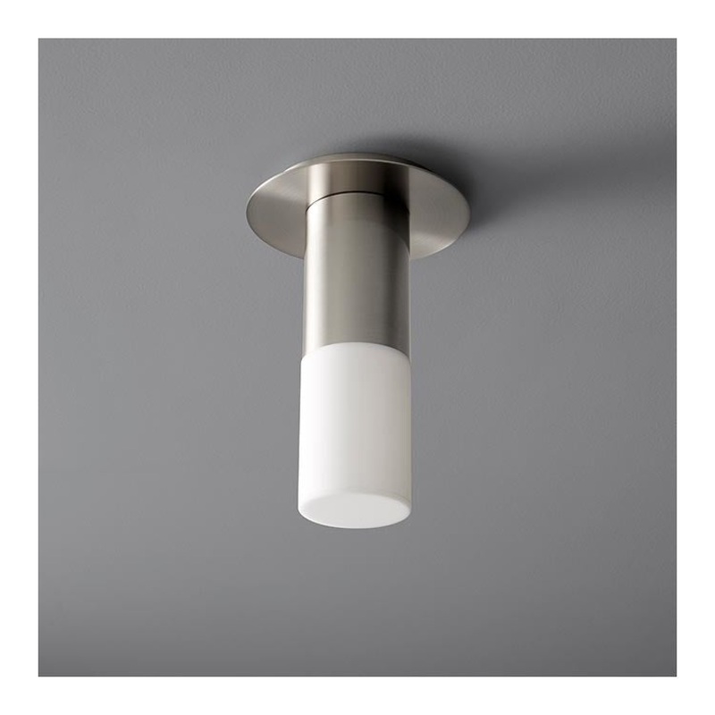 Pilar Single-Light Small LED Flush Mount Ceiling Fixture with Acrylic Shade – Satin Nickel