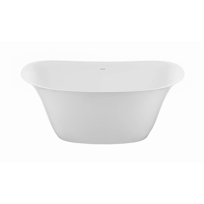 Soaking Tub Hamilton 66 x 31 Inch Freestanding Center Drain White Gloss Mineral Composite