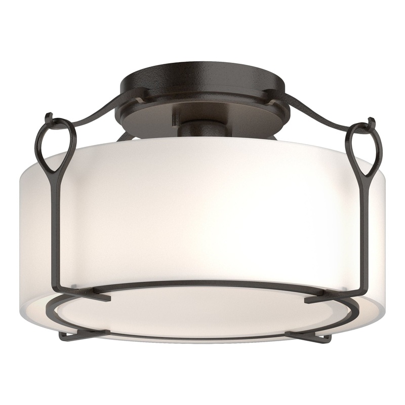 Bow Medium Semi-Flush Oil Rubbed Bronze Opal Glass (GG)