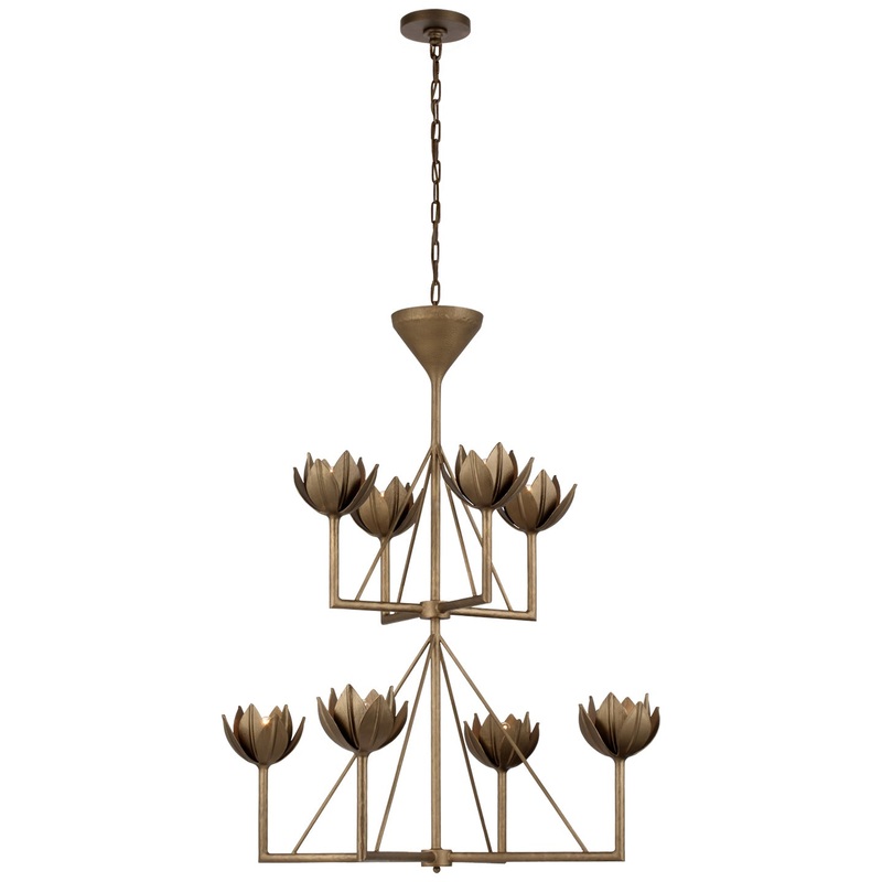 Eight Light Chandelier from the Alberto Collection in Antique Bronze Leaf Finish by Visual Comfort Signature