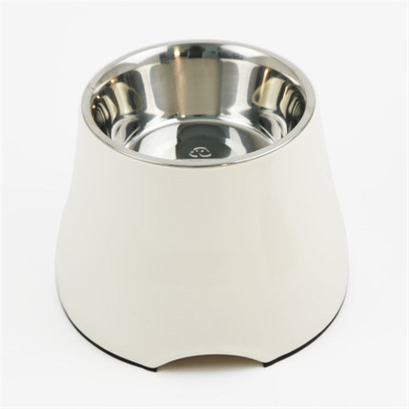 Elevated Pet Feeding Bowl with Stainless Steel Inner – Promotes Healthy Digestion & Reduces Neck Strain(White)
