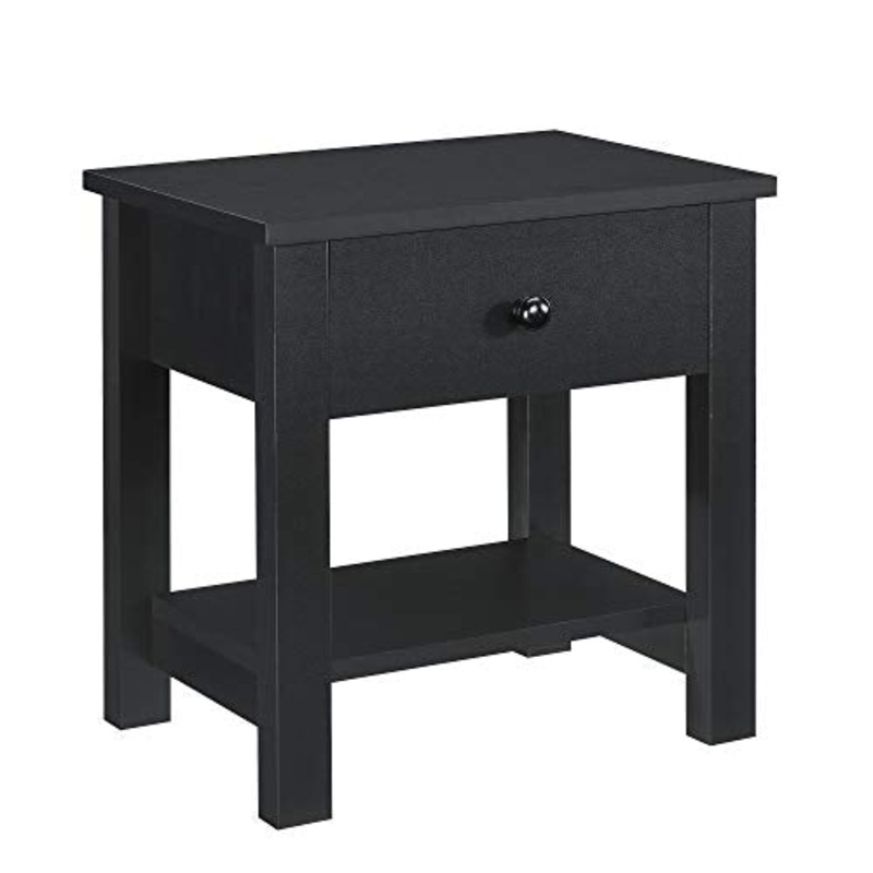 [en.casa] Comodino da Letto con Un cassetto 40 x 29,7 x 41,5cm Nero