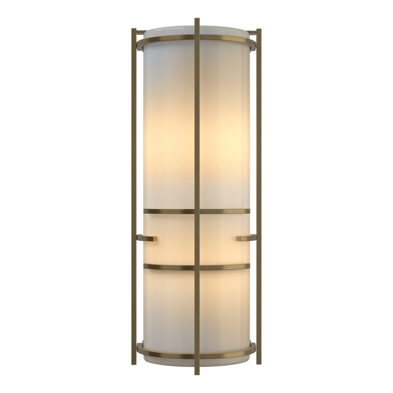 Extended Bars Sconce Modern Brass Ivory Art Glass (CC)