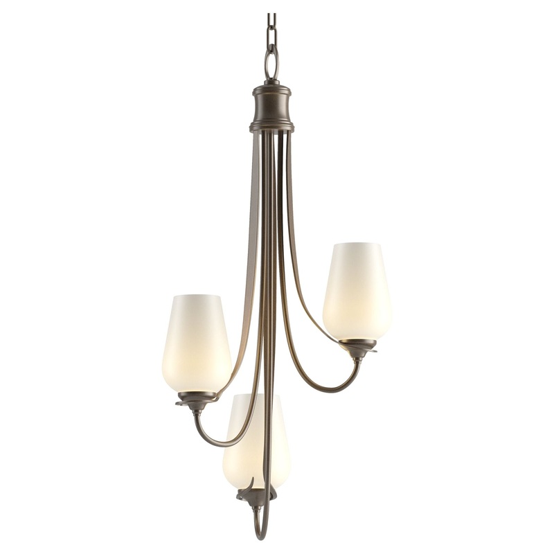 Flora 3-Arm Chandelier Bronze Opal Glass (GG)