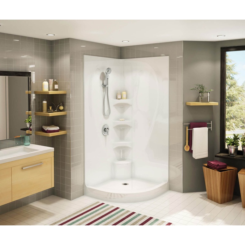 MAAX 102495-000-001-000 Equinox I 37 x 37 Acrylic Corner Center Drain One-Piece Shower in White