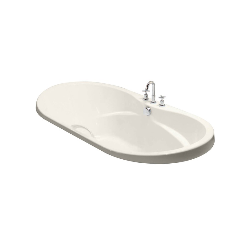 MAAX 102757-094-007-100 Living 7242 Acrylic Drop-in Center Drain Combined Hydromax & Aerofeel Bathtub in Biscuit