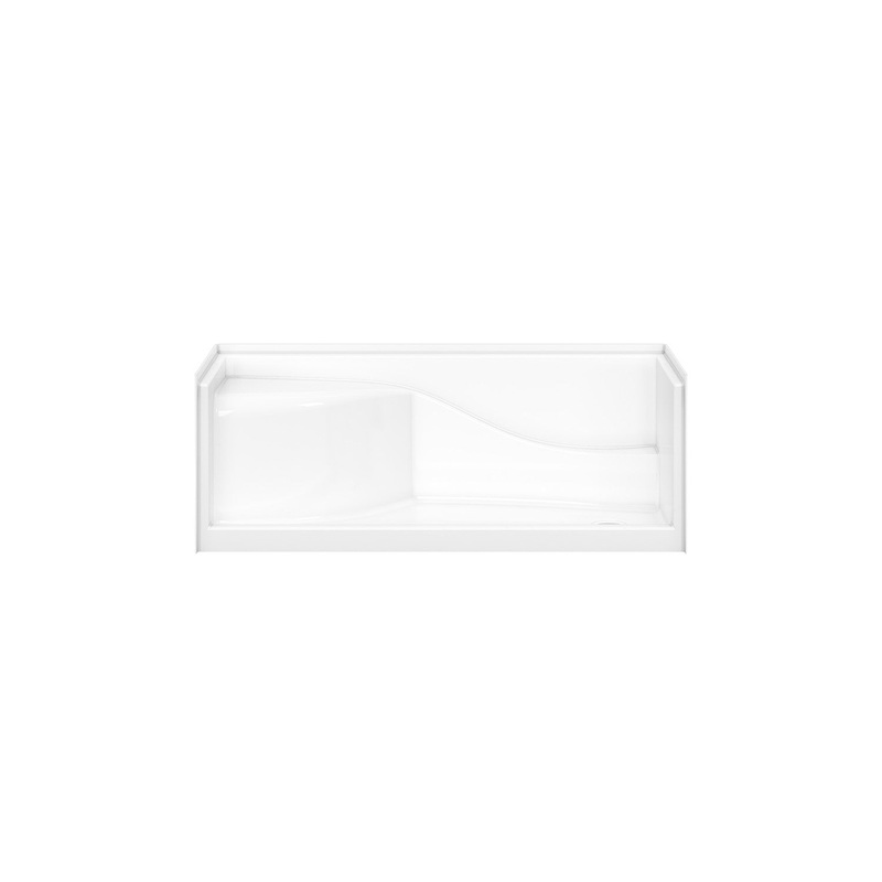 MAAX 141429-000-002-002 Olio 6030 Seated Base AcrylX Alcove Shower Base with Left-Hand Drain in White
