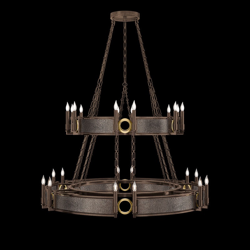 Mirage 50″W Round Chandelier Bronze/Brass/Pebble