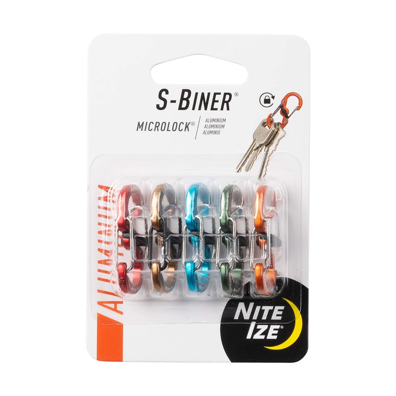 Nite Ize S-Biner MicroLock Aluminum, Locking Keychain Carabiner, 5 Pack, Assorted Colors New Colors Assorted 5-Pack Aluminum