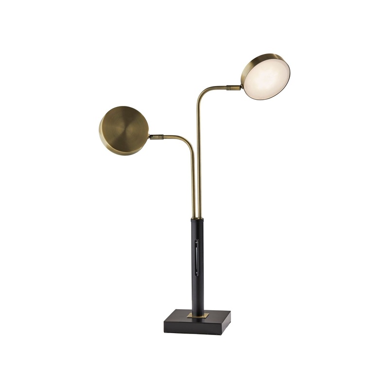 Rowan LED Desk Lamp with Smart Switch Black & Antique Brass