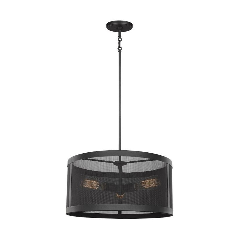Three Light Pendant from the Gereon Collection in Black Finish by Visual Comfort Studio