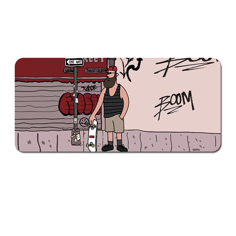 (80x30x0.4cm) Computer Desk Mat – Big Beard Uncle Series, Smooth Gaming Surface – Style 4