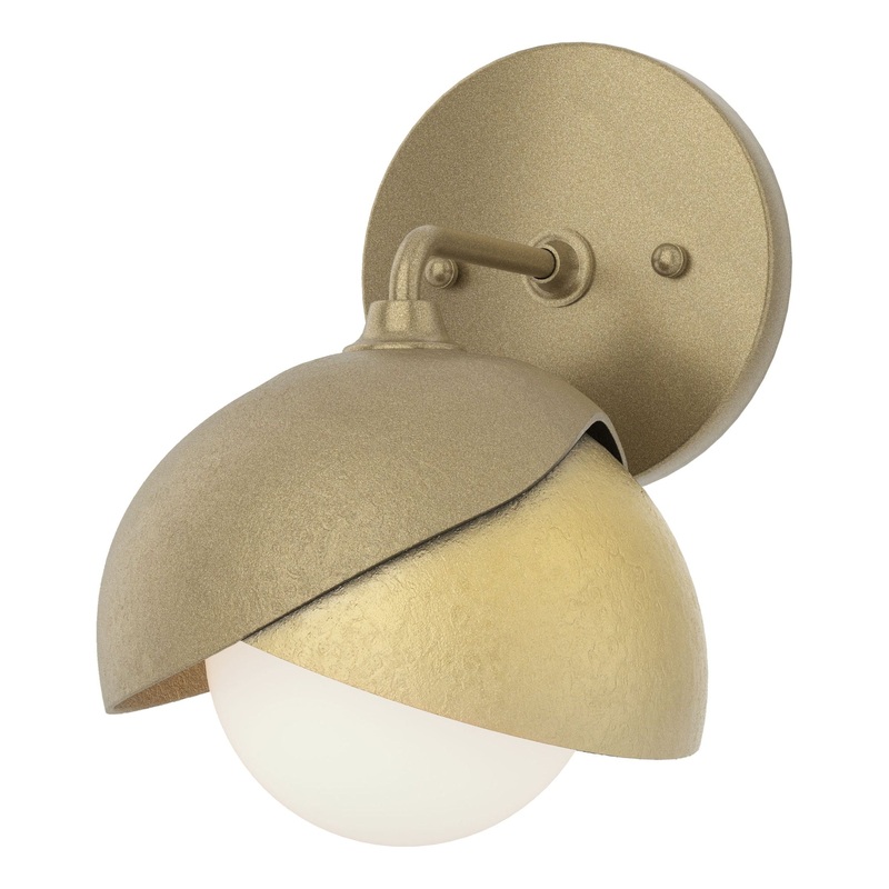 Brooklyn 1-Light Double Shade Bath Sconce Soft Gold Modern Brass