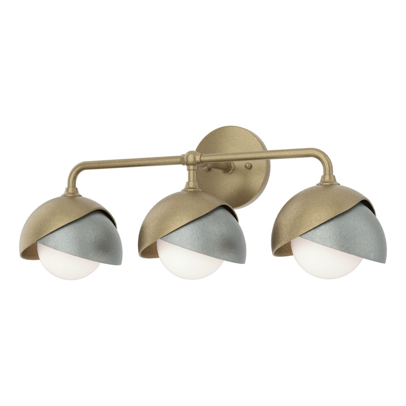 Brooklyn 3-Light Double Shade Bath Sconce Soft Gold Vintage Platinum