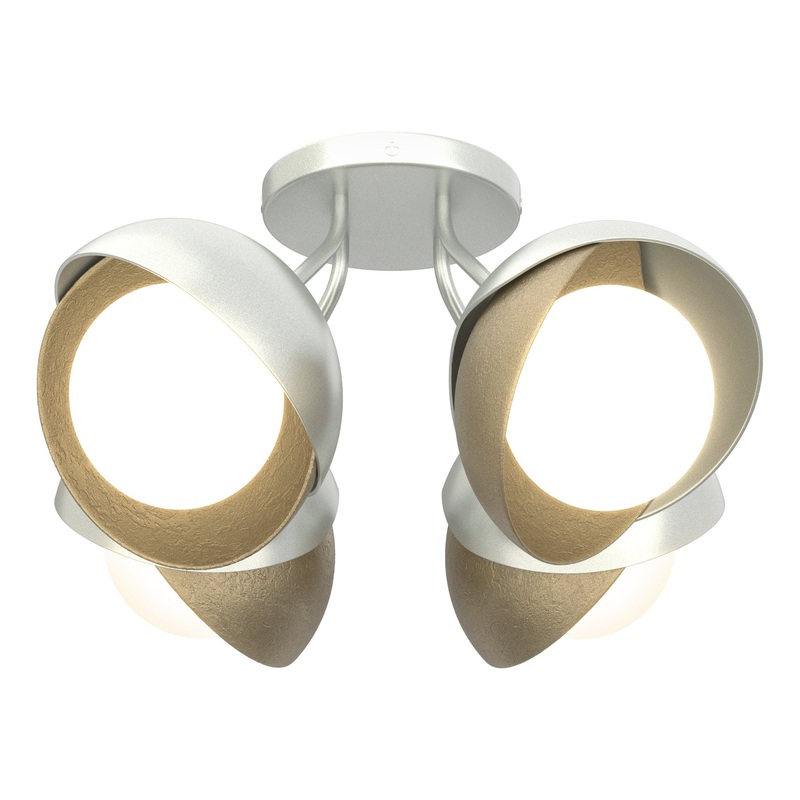 Brooklyn 4-Light Double Shade Semi-Flush Vintage Platinum Soft Gold