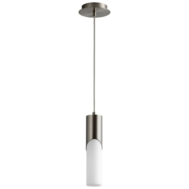Ellipse Single-Light Tall 2.75″ Mini Pendant with Glass Shade – Satin Nickel