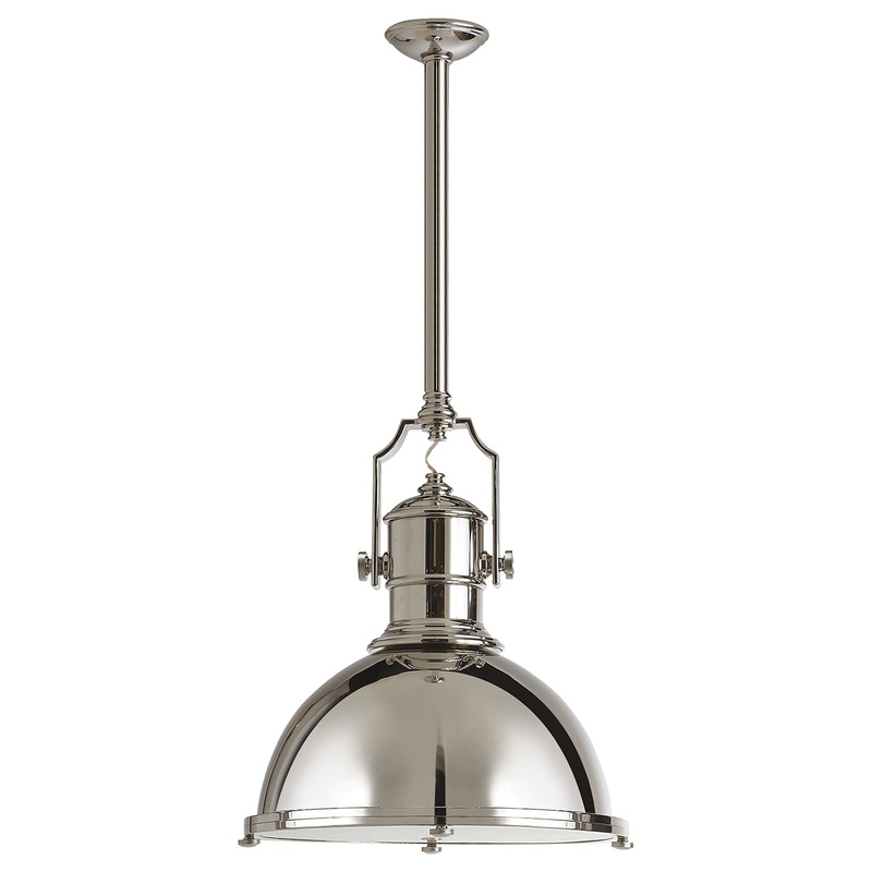 One Light Pendant from the Country Industrial Collection in Polished Nickel Finish by Visual Comfort Signature
