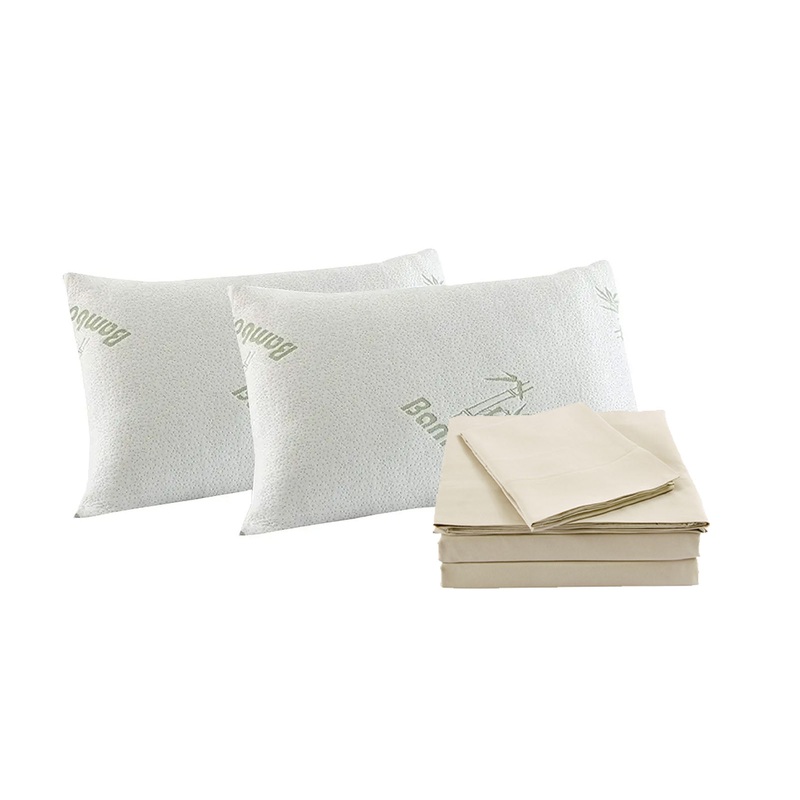 Royal Comfort Bamboo Blend Sheet Set 1000TC and Bamboo Pillows 2 Pack Ultra Soft – Queen – Ivory