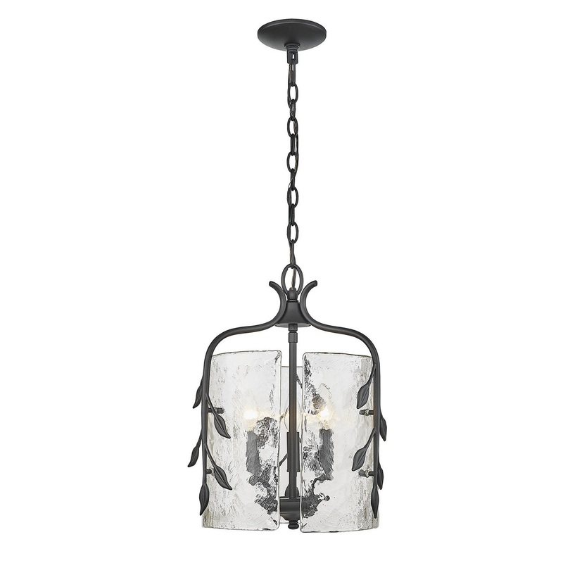Three Light Pendant from the Calla Collection in Natural Black Finish by Golden