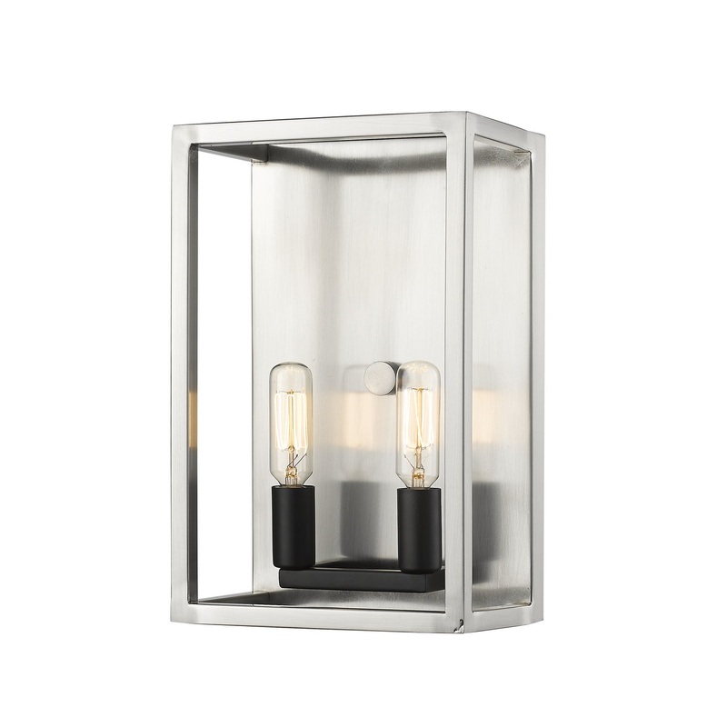 Two Light Wall Sconce from the Quadra Collection in Brushed Nickel / Black Finish by Z-Lite