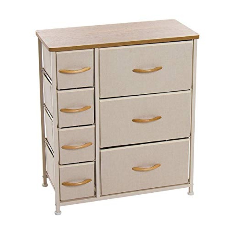 Unbekannt Cassettiera con 7 cassetti, in legno/metallo/poliestere, beige, 73 cm