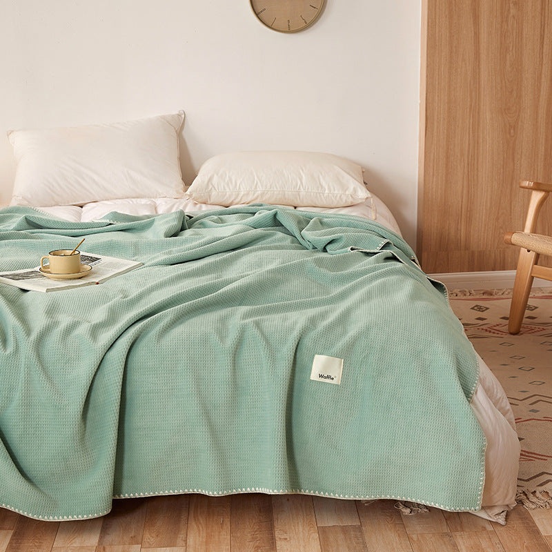 200*230CM Green Ultra-Soft Dual-Sided Waffle & Plush Fleece Blanket – Large Cozy Throw for Bed & Sofa