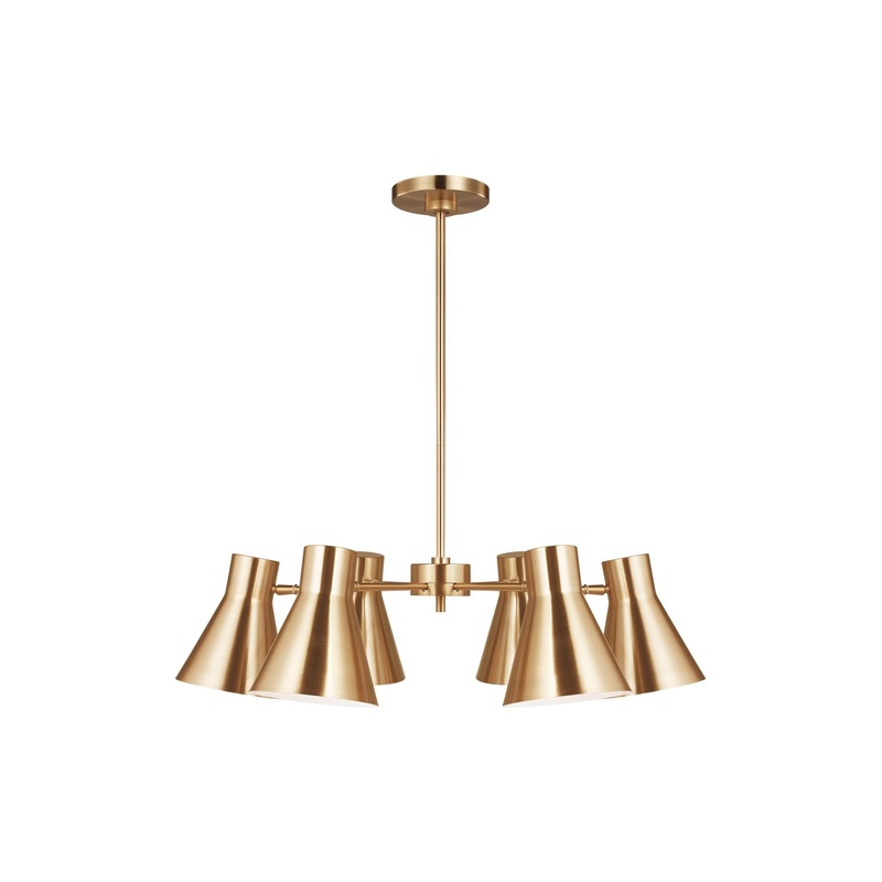 Chet Six Light Chandelier Satin Brass