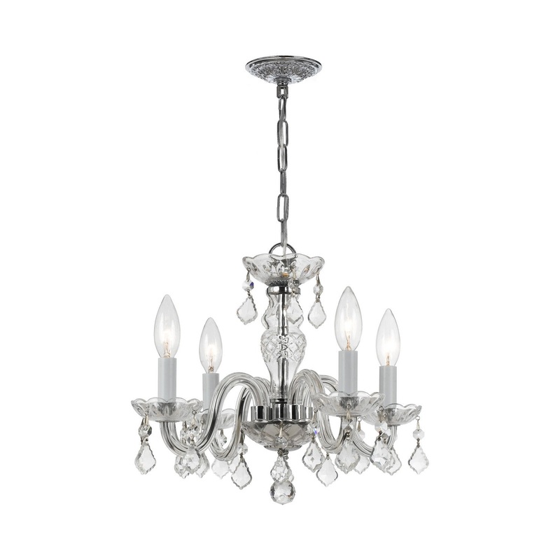 Crystorama 1064-CH-CL-I Traditional Crystal Four Light Mini Chandelier Polished Chrome