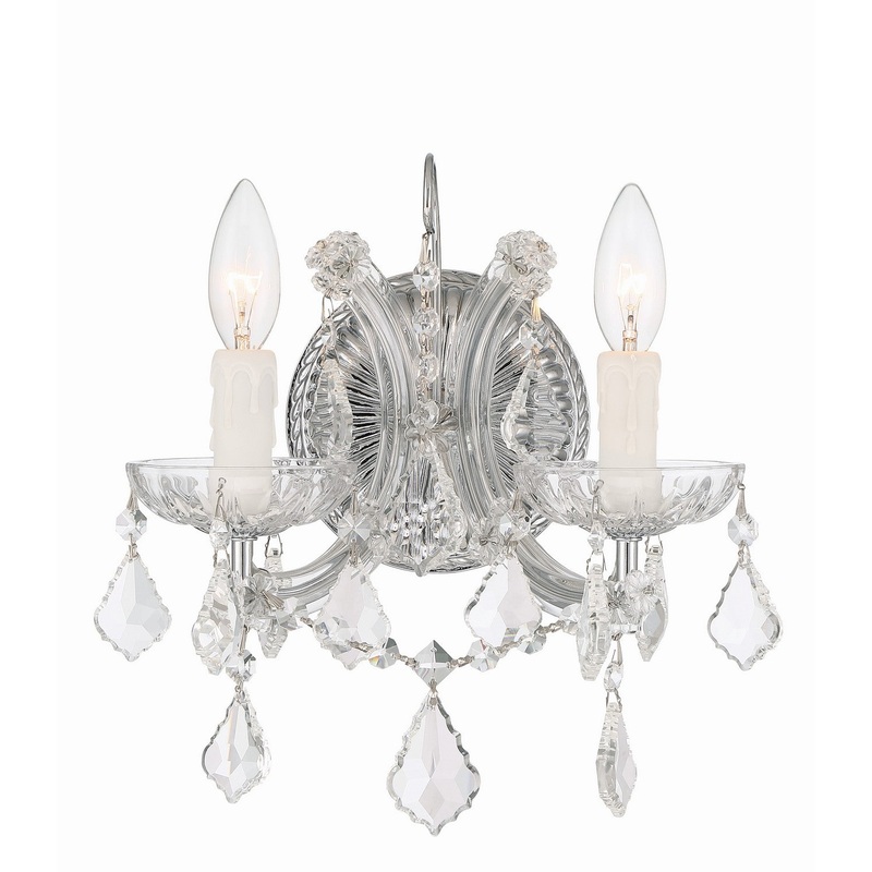 Crystorama 4472-CH-CL-S Maria Theresa Two Light Wall Sconce Polished Chrome