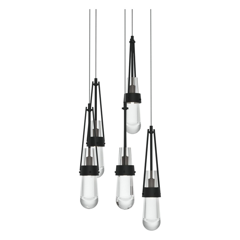 Link 5-Light Clear Glass Pendant Black