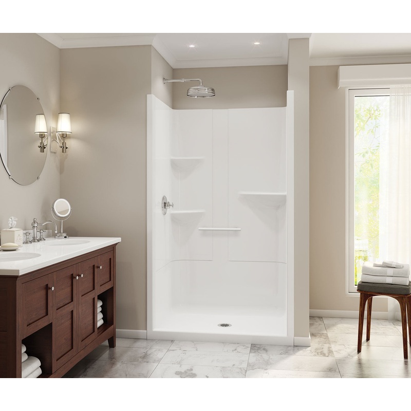 MAAX 105919-000-001 Camelia SH-4834 Acrylic Alcove Center Drain One-Piece Shower in White