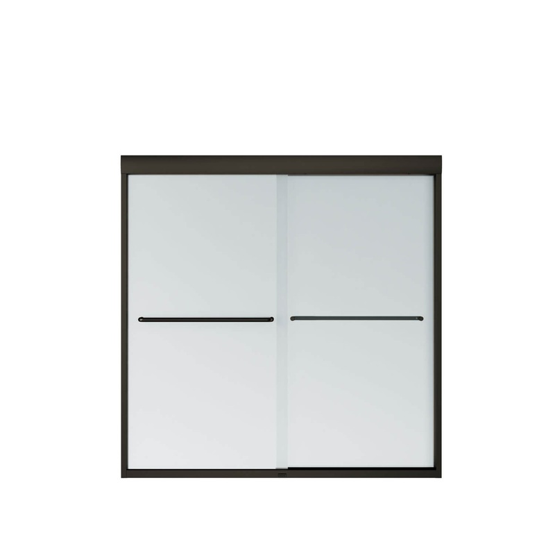 MAAX 135661-978-172-000 Aura 55-59 x 57 in. 6 mm Sliding Tub Door for Alcove Installation with Frosted glass in Dark Bronze