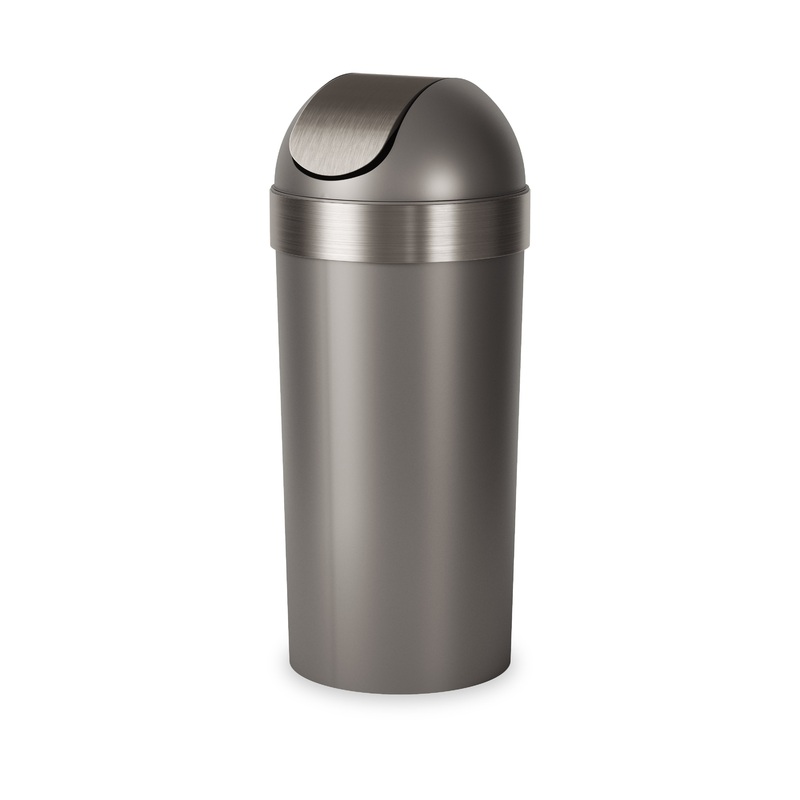 Venti 16-Gallon (62L) Trash Can with Swing Top Lid Pewter