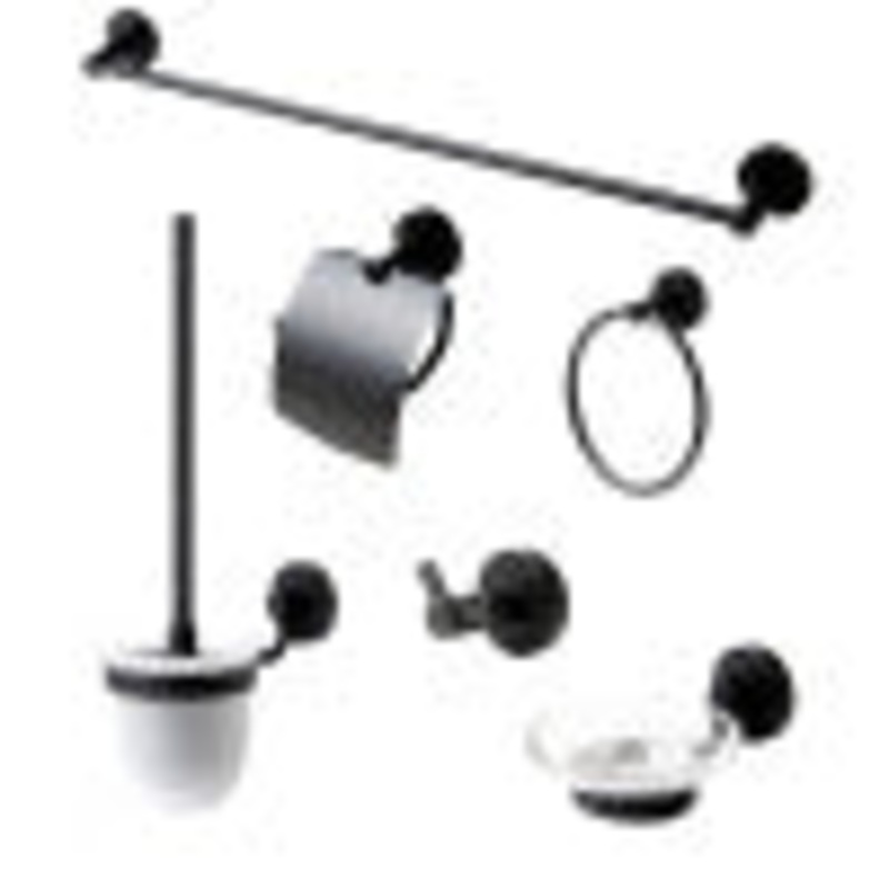 Black Matte 6 Piece Bath Accessory Set