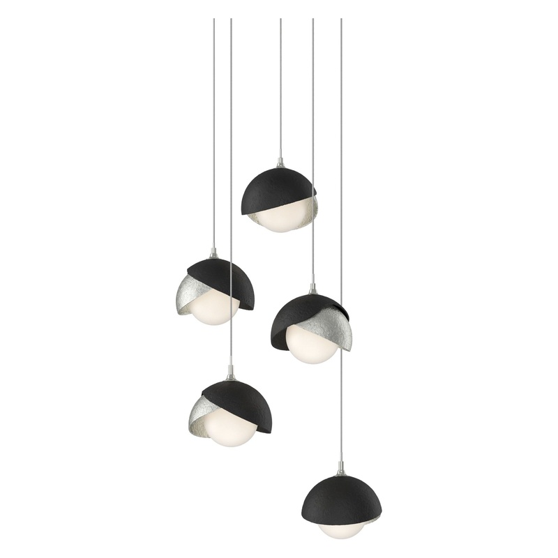 Brooklyn 5-Light Double Shade Pendant Sterling Black