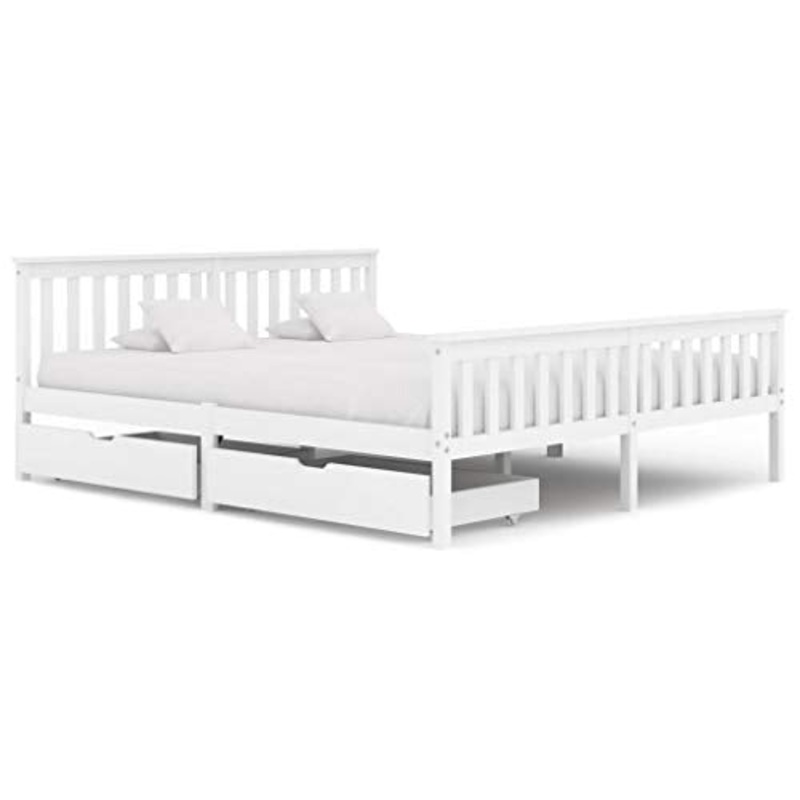 FAMIROSA Giroletto con 2 Cassetti Bianco in Massello di Pino 180×200 cm-0428