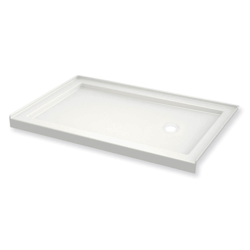 MAAX 410004-541-001-002 B3Round 6030 Acrylic Alcove Shower Base in White with Anti-slip Bottom with Right-Hand Drain
