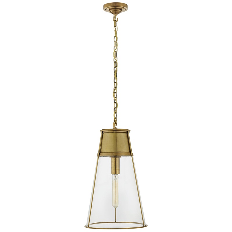 One Light Pendant from the Robinson Collection in Hand-Rubbed Antique Brass Finish by Visual Comfort Signature